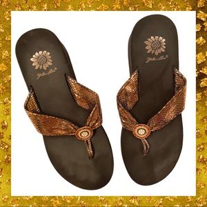 Yellow Box Bronze/Gold Slide on Dressy Flip Flops
